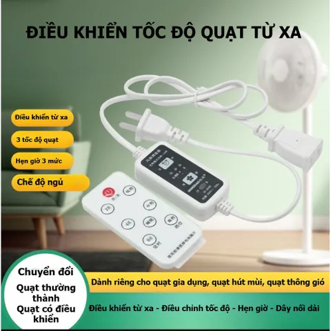 Bộ Chuyển Đổi Quạt Thường Thành Quạt Thông Minh Có Remote Điều Khiển Từ Xa – 3 Tốc Độ, Chế Độ Ngủ, Hẹn Giờ 2/4/8h