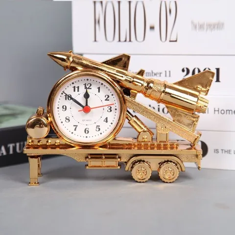 Đồng Hồ Báo Thức Hình Xe Tên Lửa Phong Cách Cổ Điển. Quà Tặng Sáng Tạo Để Bàn Học, Bàn Làm Việc, Phòng Ngủ...