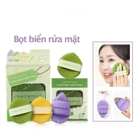Sét 3  Bông mút rửa mặt bọt biển hình giọt nước làm sạch da mặt và rửa mặt chuyên sâu