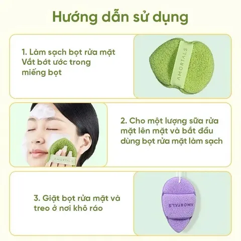 Sét 3  Bông mút rửa mặt bọt biển hình giọt nước làm sạch da mặt và rửa mặt chuyên sâu