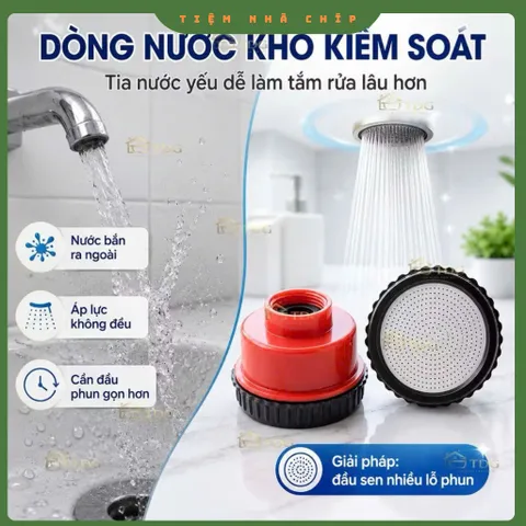 Đầu Sen Tắm Tăng Áp 1000 Lỗ Phun Tia Siêu Mịn Tiết Kiệm Nước
