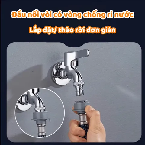 Bộ Vòi Xịt Tưới Cây Rửa Xe Đầu Phun Tăng Áp 6 Chế Độ Dây Dày 2 Lớp Chống Mài Mòn SUNBEAM Dài 5-10-15-20 Mét