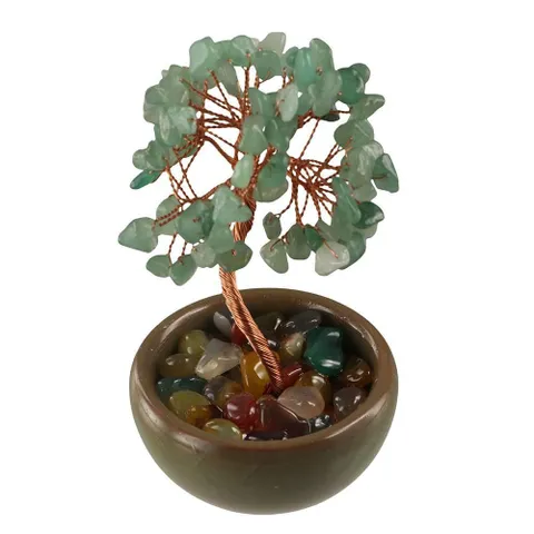 Cây Tự Nhiên, Đế Gốm Sứ Dây Đồng Đá Quý Cây, Sức Khỏe Tinh Thần Handmade Năng Lượng Tích Cực May Mắn Tượng Văn Phòng