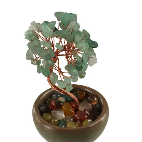 Cây Tự Nhiên, Đế Gốm Sứ Dây Đồng Đá Quý Cây, Sức Khỏe Tinh Thần Handmade Năng Lượng Tích Cực May Mắn Tượng Văn Phòng