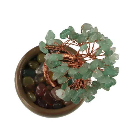 Cây Tự Nhiên, Đế Gốm Sứ Dây Đồng Đá Quý Cây, Sức Khỏe Tinh Thần Handmade Năng Lượng Tích Cực May Mắn Tượng Văn Phòng