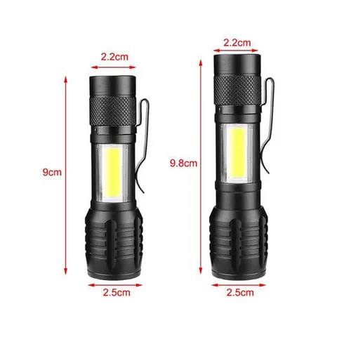 Đèn pin siêu sáng mini có Zoom xa gần, 3 chế độ sáng có móc treo tiện dụng tặng kèm hộp đựng, đèn pin mini cầm tay