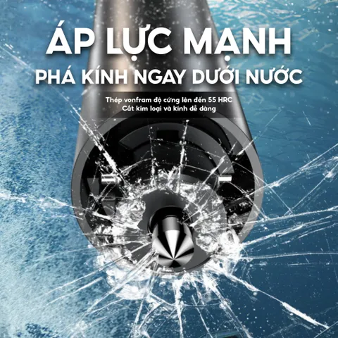 Búa Thoát Hiểm Ô Tô 4IN1 - Phá kính nhanh, Lưỡi dao bén, Đèn led sáng, Bảng số điện thoại