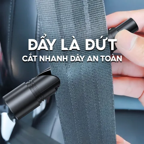 Búa Thoát Hiểm Ô Tô 4IN1 - Phá kính nhanh, Lưỡi dao bén, Đèn led sáng, Bảng số điện thoại
