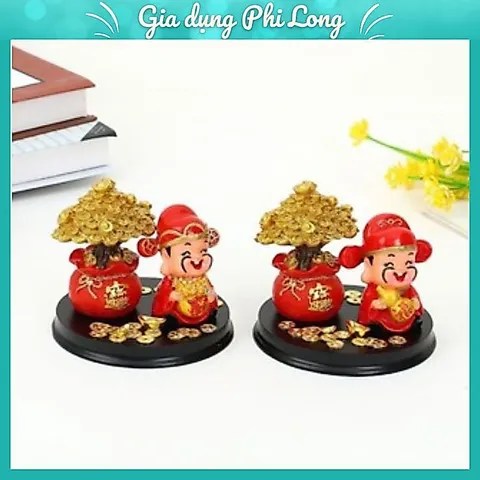 Thần Tài Kết Hợp Cây Tài Lộc Thu hút Tài Lộc Để Ô Tô Bàn Làm Việc Cửa Hàng Phòng hách