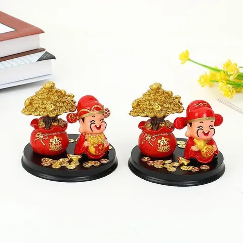 Thần Tài Kết Hợp Cây Tài Lộc Thu hút Tài Lộc Để Ô Tô Bàn Làm Việc Cửa Hàng Phòng hách