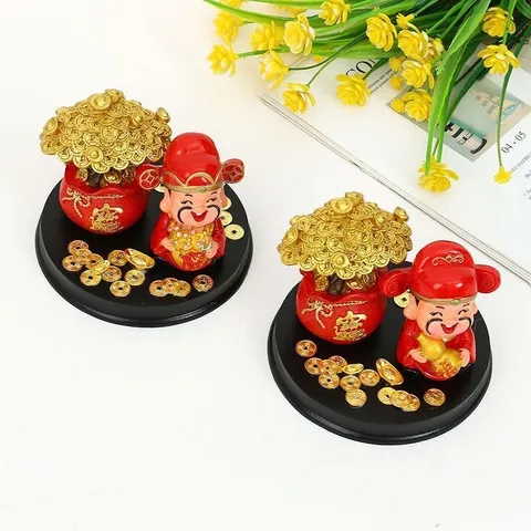 Thần Tài Kết Hợp Cây Tài Lộc Thu hút Tài Lộc Để Ô Tô Bàn Làm Việc Cửa Hàng Phòng hách