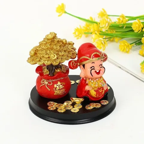 Thần Tài Kết Hợp Cây Tài Lộc Thu hút Tài Lộc Để Ô Tô Bàn Làm Việc Cửa Hàng Phòng hách