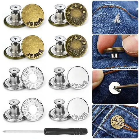 Bộ vít Cúc Quần, Nút Gài Quần Jean Hộp 42 Cúc Nhiều Kiểu Dáng Và Màu Sắc, Khuy Cài Bằng Kim Loại