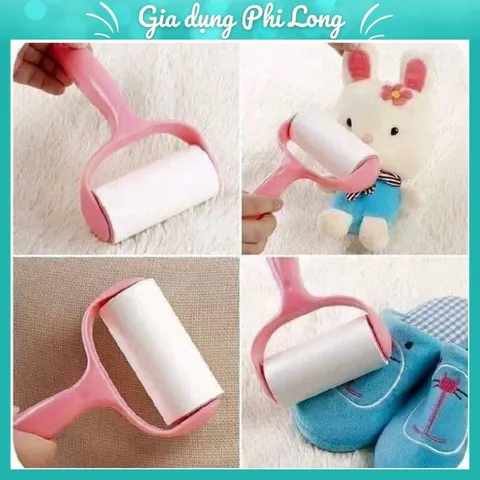 Cây Lăn Bụi Quần Áo Hồng Kèm 2 Lõi Giấy Thay Thế