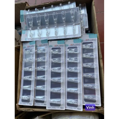 Thanh 6 Móc Trong Tiện Lợi (có Vỉ Bọc) Móc Dán Tường Siêu Kết Dính