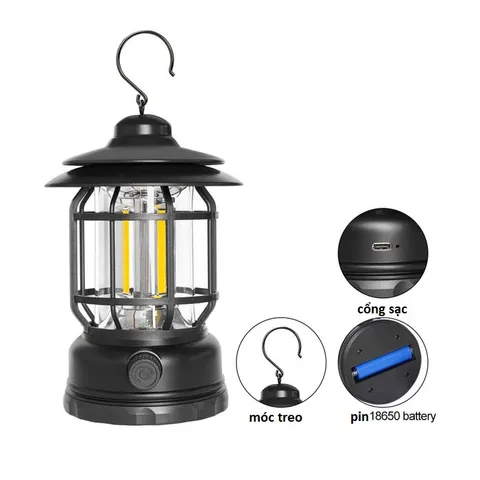Đèn lồng cắm trại , trang trí xài pin sạc siêu sang thế hệ mới 2023 - đèn pin led siêu sáng