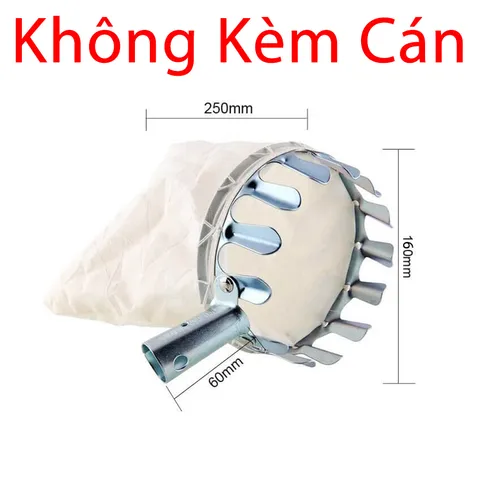 Vợt Hái Trái Cây Trên Cao Đa Năng Kèm Túi Vải, Dụng Cụ Hái Hoa Quả Kim Loại Siêu Bền Đẹp