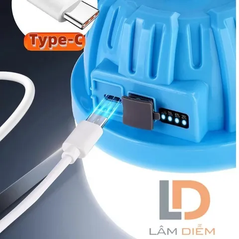 Bóng Đèn Tích Điện 300w Sạc Type C Có Hít Nam Châm Và Móc Treo 3 Pin Dung Lượng Cao