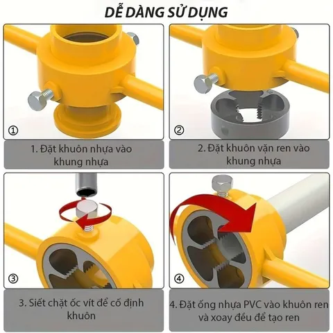 Bộ Tạo Khớp Nối Ren Cho Ống Nước, Bộ Tạo Ren Ống Nhựa Chuyên Dụng Giúp Sửa Chữa, Lắp Ráp Dễ Dàng, Sét 6 Món