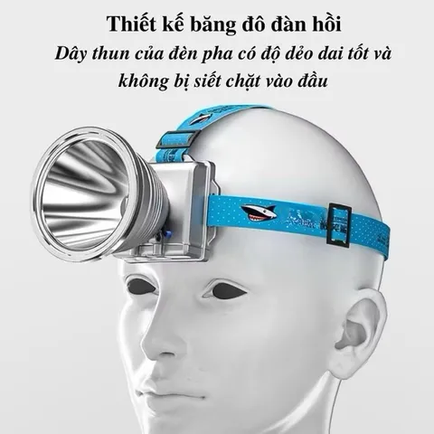 Đèn pin đội đầu XJ78 siêu sáng chiếu xa ánh sáng trắng, vàng pin trâu công suất lớn vỏ hợp kim nhôm