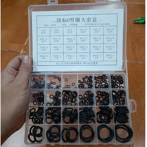 .Hộp 400 gioăng cao su và 200 ron cao su chất lượng thay thế băng tan, ron chỉ cao su 24 size chịu dầu, nhiệt độ cao 033