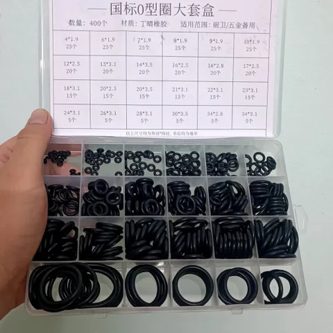 .Hộp 400 gioăng cao su và 200 ron cao su chất lượng thay thế băng tan, ron chỉ cao su 24 size chịu dầu, nhiệt độ cao 033