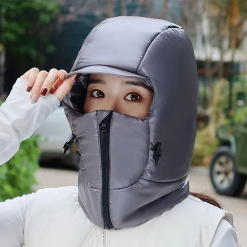 Mũ Bomber, Mũ mùa đông đi xe đạp ấm áp, ngoài trời dày tích hợp mặt tai chống gió Mũ Nga dành cho nam nữ