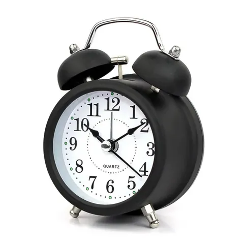 Đồng Hồ Báo Thức Để Bàn Hai Chuông Gõ Cổ Điển | Kim Trôi Êm, Báo Thức To, Có LED