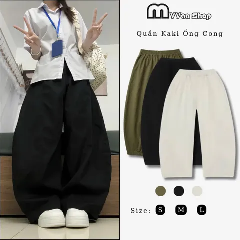 [DEAL MỞ BÁN] Quần Kaki Ống Cong Nam Nữ 3 Màu, Cạp Chun Co Giãn Đứng Form, Quần Dáng Basic