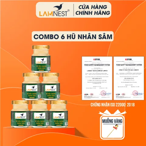 [COMBO] Set 6/10 hũ yến chưng nhân sâm Yến sào Lamnest 4gram yến tươi nguyên chất