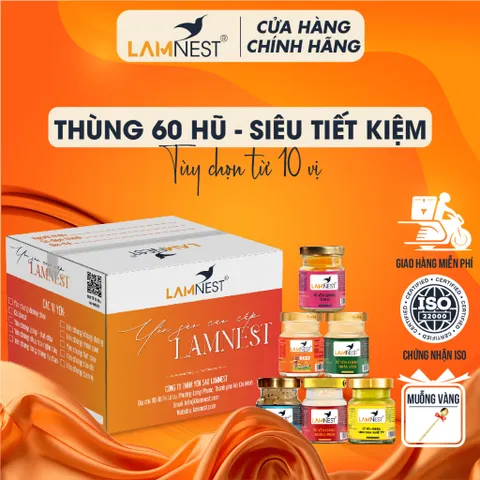 [SIÊU TIẾT KIỆM] Thùng 60 hũ yến sào Lamnest Tổ yến nguyên chất