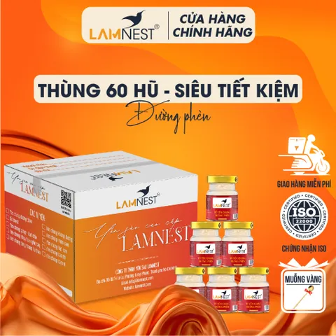[SIÊU TIẾT KIỆM] Thùng 60 hũ yến sào Lamnest Tổ yến nguyên chất