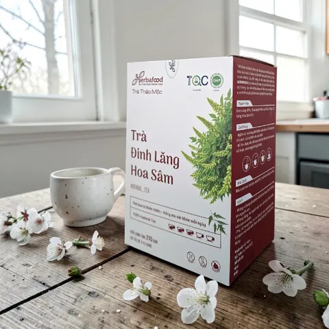 Herbafood Trà Đinh Lăng Hoa Sâm Hỗ trợ ngủ ngon An thần giảm stress Bồi bổ sức khỏe 60 túi lọc 4,5g