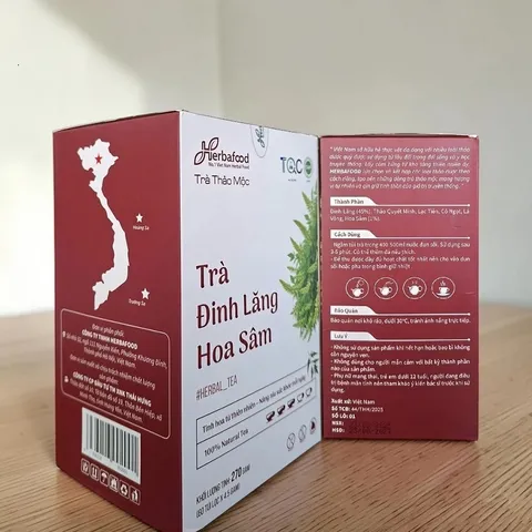 Herbafood Trà Đinh Lăng Hoa Sâm Hỗ trợ ngủ ngon An thần giảm stress Bồi bổ sức khỏe 60 túi lọc 4,5g