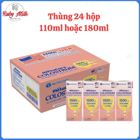 Thùng 24 Hộp Sữa Bột Pha Sẵn METACARE COLOSTRUM Nutricare Tăng Cường Đề Kháng Hệ Miễn Dịch Với Sữa Non IgG 110ml/180ml