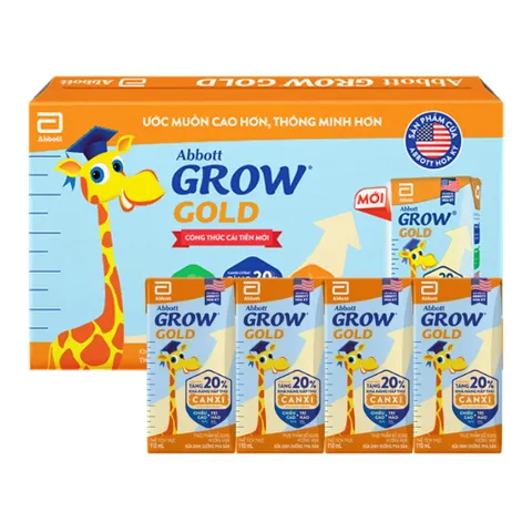 Thùng 48 hộp sữa pha sẵn Abbott Grow Gold hương vani 110ml/180ml