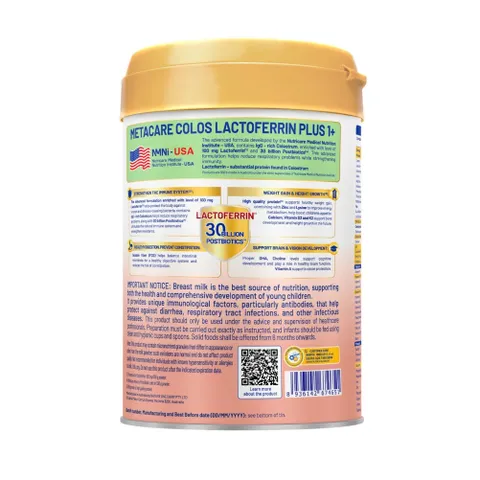 Sữa Bột Metacare Colos Lactoferrin Plus Lon 800g – Tăng Đề Kháng, Hấp Thu Tốt, Cho Bé