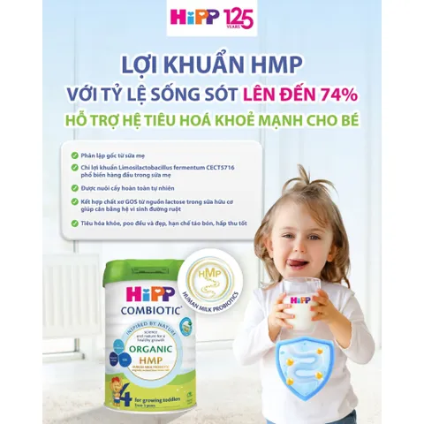 [COMBO 2 LON] (TEM VẠN AN) - Sữa Bột Công Thức HIPP Organic Combiotic Số 1,2,3,4 Lon 800g - Tiêu Hóa