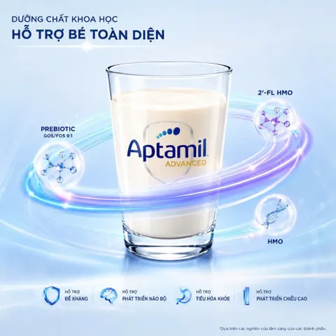 Sữa bột Aptamil Advanced nhập khẩu Anh Quốc Số 1 Lon 800g, hỗ trợ tăng cường hệ tiêu hóa VỚI 2'FL HMO