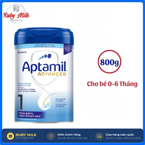Sữa bột Aptamil Advanced nhập khẩu Anh Quốc Số 1 Lon 800g, hỗ trợ tăng cường hệ tiêu hóa VỚI 2'FL HMO