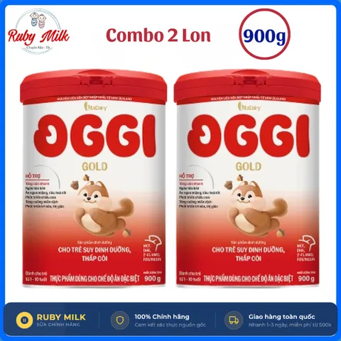 [Combo 2 Lon] Sữa Oggi Đỏ 900g VitaDairy cho trẻ suy dinh dưỡng, Thấp còi 1-10 Tuổi
