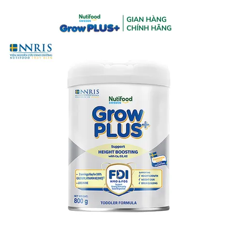 Sữa Bột Nutifood Sweden GrowPLUS+ Bạc Cao lớn vượt trội 1+, 2+ Lon 800g