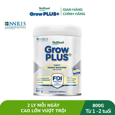 Sữa Bột Nutifood Sweden GrowPLUS+ Bạc Cao lớn vượt trội 1+, 2+ Lon 800g
