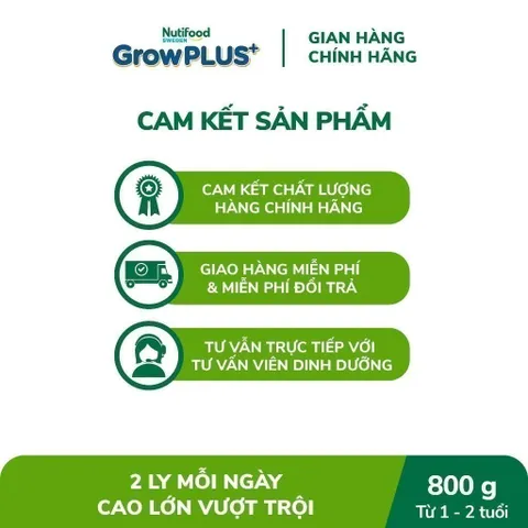 Sữa Bột Nutifood Sweden GrowPLUS+ Bạc Cao lớn vượt trội 1+, 2+ Lon 800g