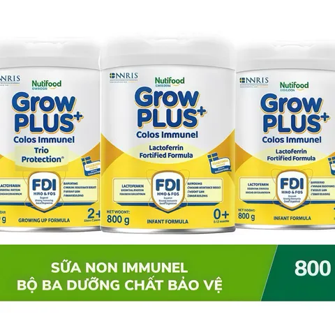 [Chính Hãng] Sữa Bột Nutifood GrowPLUS+ Vàng Immunel 0+,1+,2+ Lon 800g - Sữa Non. Tăng đề kháng