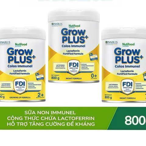 [Chính Hãng] Sữa Bột Nutifood GrowPLUS+ Vàng Immunel 0+,1+,2+ Lon 800g - Sữa Non. Tăng đề kháng