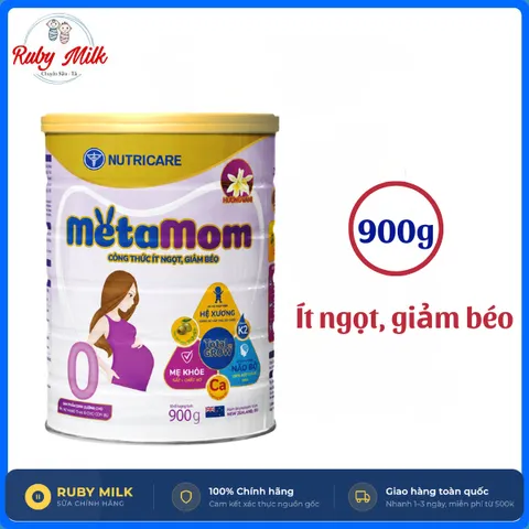 Sữa Bột Nutricare META MOM Nutricare Ít Ngọt - Cho Phụ Nữ Mang Thai Và Cho Con Bú Hương Vani Lon 900g