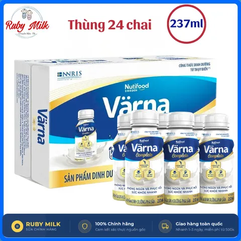 Thùng 24 Chai Sữa Bột Pha Sẵn Varna Complete Chai 237ml - Dinh dưỡng toàn diện cho người lớn