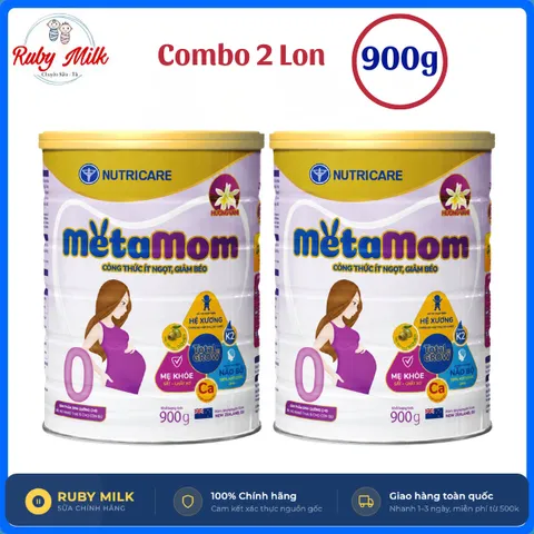 [Combo 2 Lon]  Sữa Bột Nutricare METAMOM Nutricare Ít Ngọt Cho Phụ Nữ Mang Thai Và Cho Con Bú Hương Vani 900g
