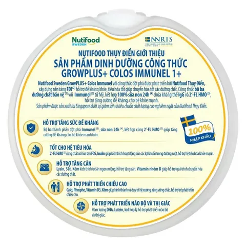 [Combo 2 Lon] Sữa bột Nutifood GrowPLUS Immunel 0+ 1+ 2+ Lon 800g, Sweden Sữa non cho bé tăng cường đề kháng, bé ăn ngon